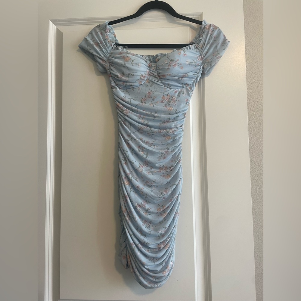 Windsor blue floral bodycon dress